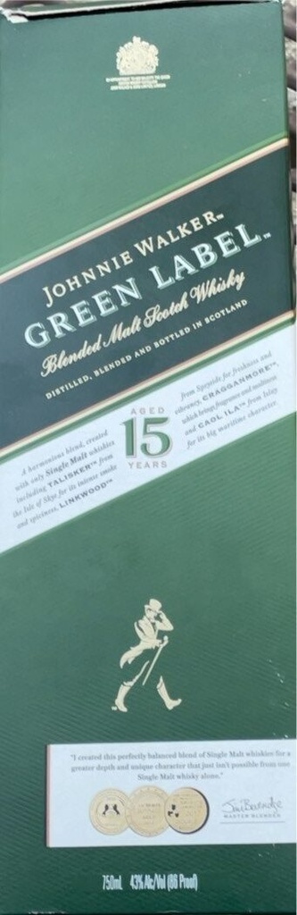 JOHNNIE WALKER GREEN LABEL 750ML