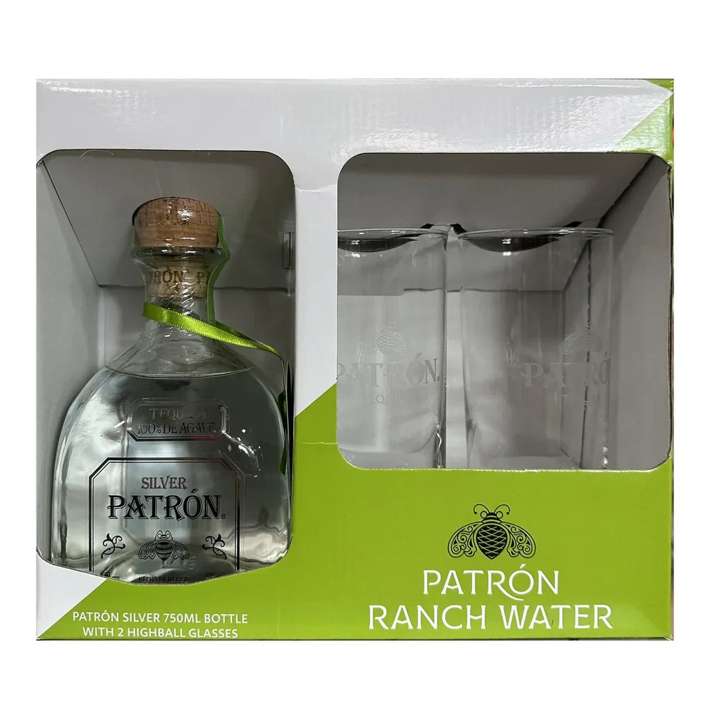 PATRON SILVER GLASS SET 750ML