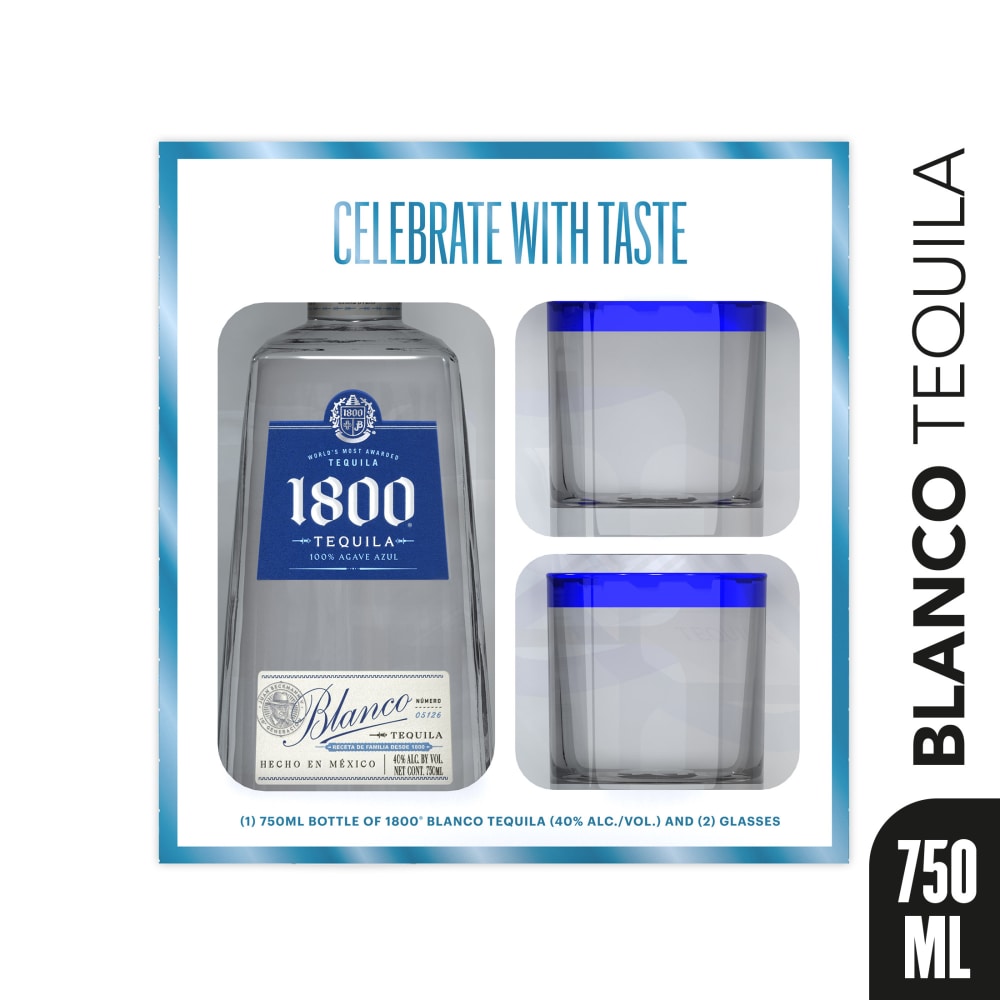 1800 TEQUILA BLANCO 750ML GIFT SET